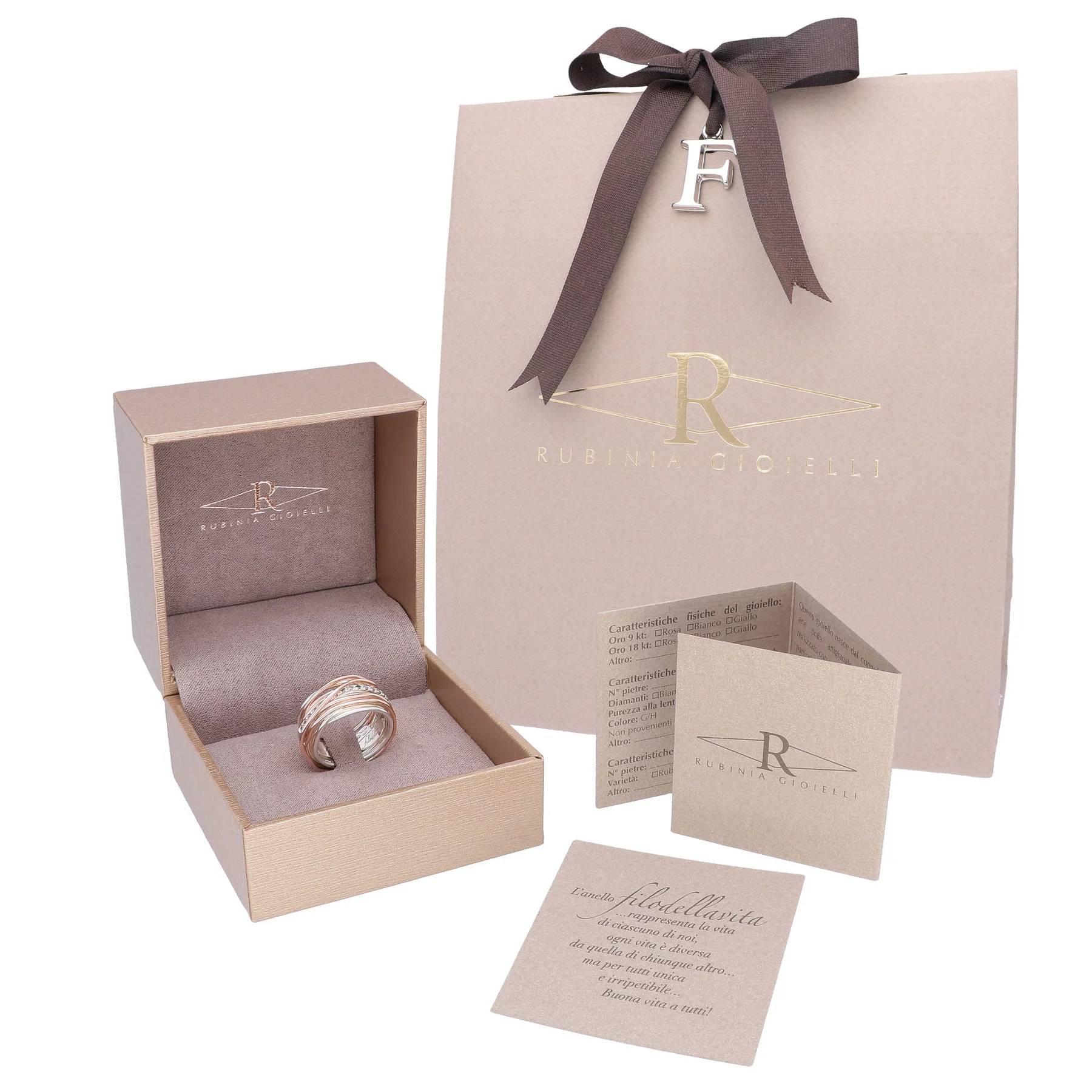 Anello Donna Filodellavita 13 Fili Argento Oro Rosa 9 KT Mis.13 AN13AR